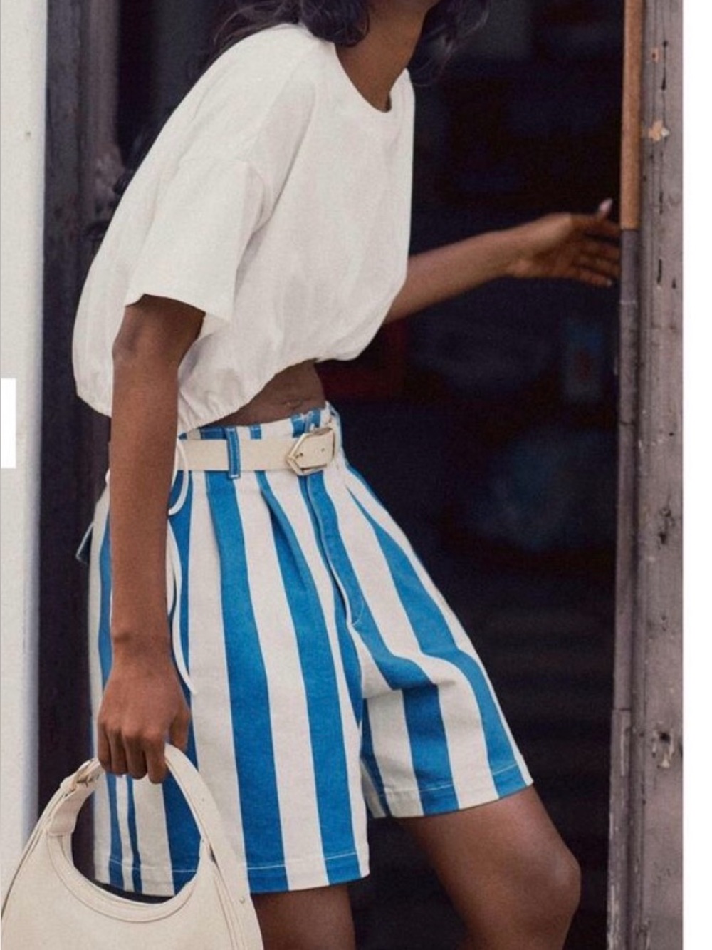 Anthropologie Maeve Parasol Stripe Dad Shorts In Blue & White Stripe Size 0 NWOT